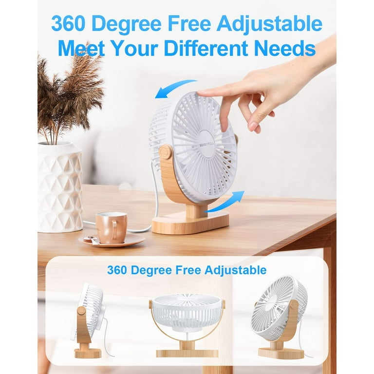USB Small Desk Fan 6.5 Inch 3 Speeds Quiet Portable Desktop Table
