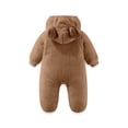 thumbnail image 5 of Mgmyaa Toddler Baby Boys Girls Jumpsuit Solid Color Fleece Hooded Romper Bear Ear Zipper Footed Jumpsuit Warm Outfit, 5 of 9