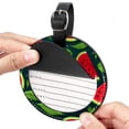 thumbnail image 2 of Watermelon Set of 2pcs PU Leather Round Suitcase Tags with Privacy Cover and Name ID Tag - Ideal for Travel Luggage, Handbags, Backpacks, School Bags, 2 of 6