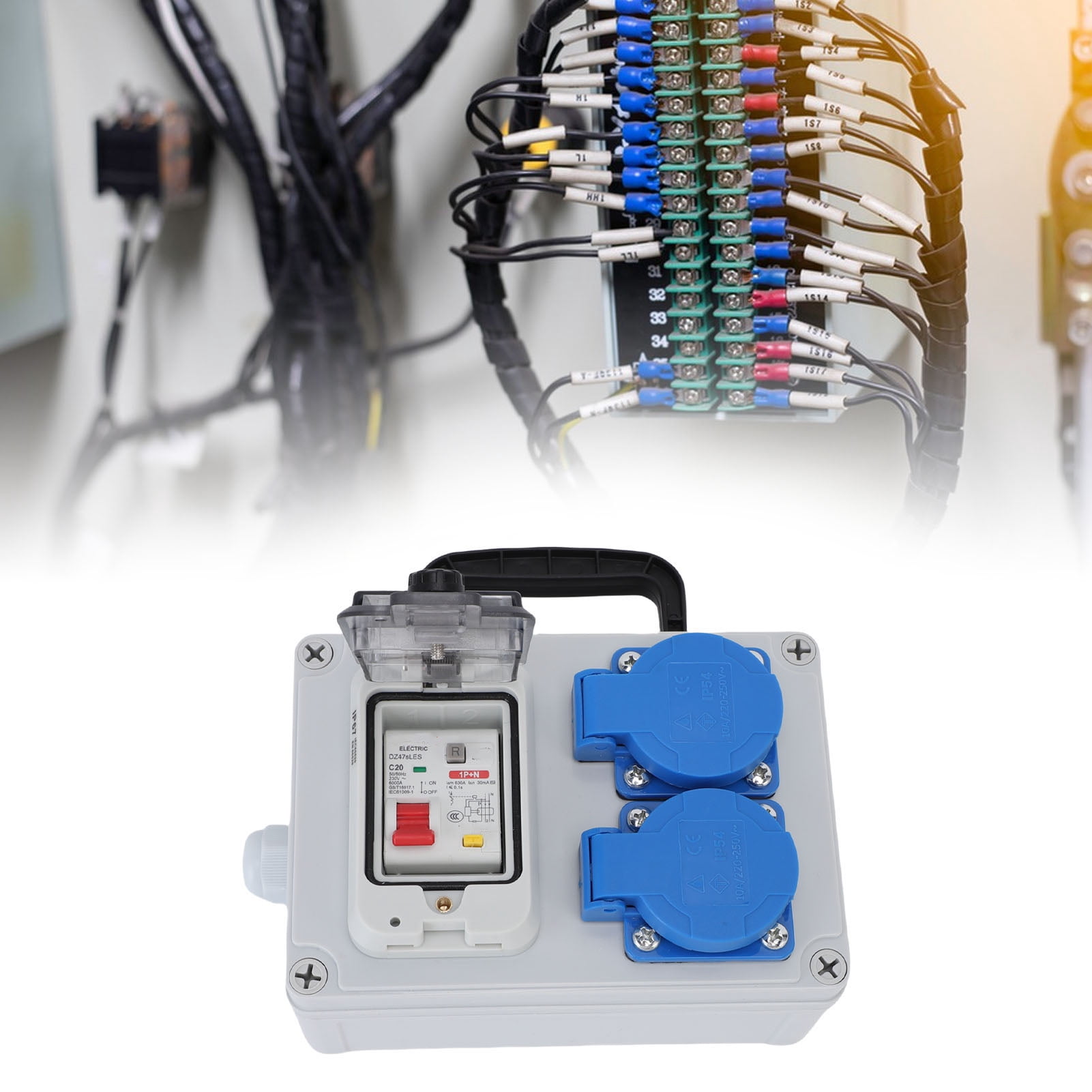 Riousery Portable Outdoor Power Distribution Box Industrial Waterproof Electrical Breaker Socket Box IP44-67 220V, 6.89 x 4.92 x 2.95 in / 175 x 125 x 75 mm