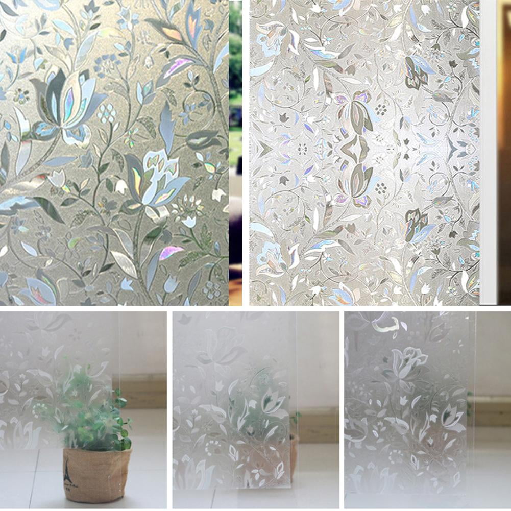 No-Glue Static Window Film 3D Tulip Frosted Glass Stickers Decor 60X200cm 