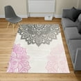 thumbnail image 2 of Flora Turkish Area Rug, South Mandala Design Vibrant Color Ornamental Illustration, Soft Carpet for Living Room Decor with Distressed Look, 4' X 5.7', Dark Grey, by Ambesonne, 2 of 4