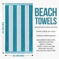 thumbnail image 4 of BNM Cotton Striped Oversized Beach Towel, 34" x 64", Turquoise, 4 of 10