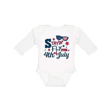 

Inktastic Stayin Fly For 4th of July with Sunglasses and Stars Boys or Girls Long Sleeve Baby Bodysuit