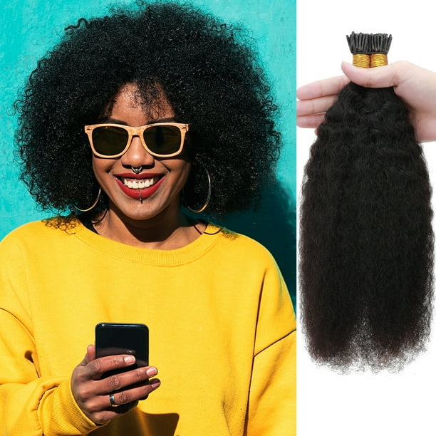 SEGO I Tip Hair Extensions Hair Extensions 100% Remy Human Hair Stick Tip Keratin Real For Women Natural Black Color Kinky Straigt SEGO I Tip Hair Extensions Hair Extensions 100% Remy Human Hair Stick Tip Keratin Real For Women Natural Black Color Kinky Straigt