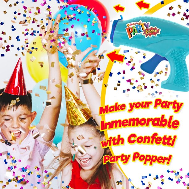 Confetti Party Poppers Gun Party 6 Reusable Multicolor Metallic Confetti Poppers Gun Confetti Gun, Party Favors or Kids and Adults Birthday Parties Crazy Hour Fun. Plus Sticker - Walmart.com