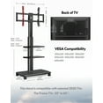 thumbnail image 2 of Floor TV Stand For Tvs up To 65”， Black & Modern Mobile TV Stand on Wheels, Wooden Base, 2 of 7