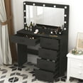 thumbnail image 4 of Caulitar Vanity Table with 5 Drawers Vanity Desk Set with Large LED Lighted Mirror for Bedroom Makeup Table Black, 4 of 11