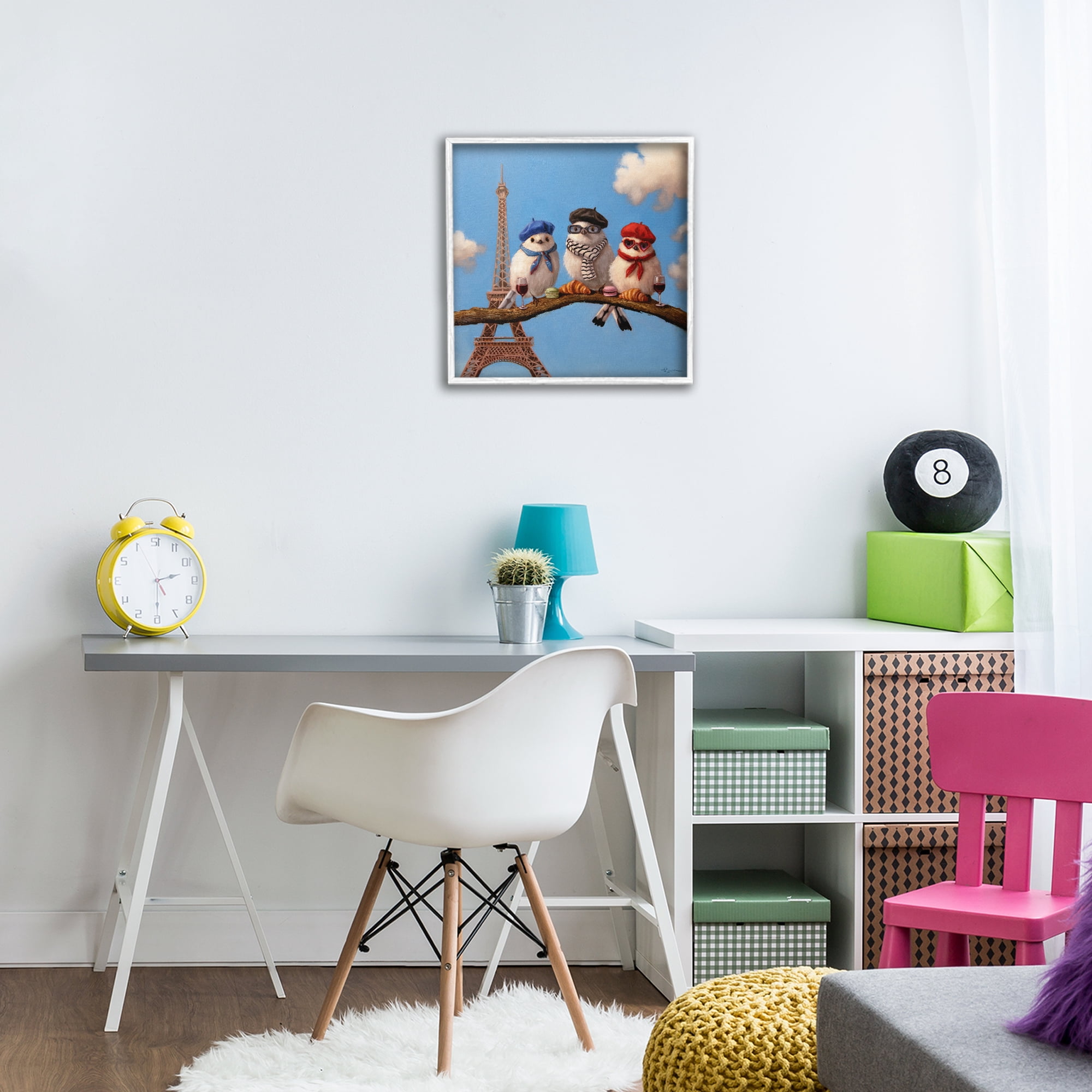 Stupell Industries Parisian Chic Birds in Paris White Framed Giclee Art, design by Lucia Heffernan
