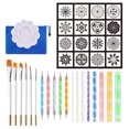 thumbnail image 1 of Juego de herramientas de punteado de mandala de 37 piezas con pincel de paleta de plantillas, 1 of 8