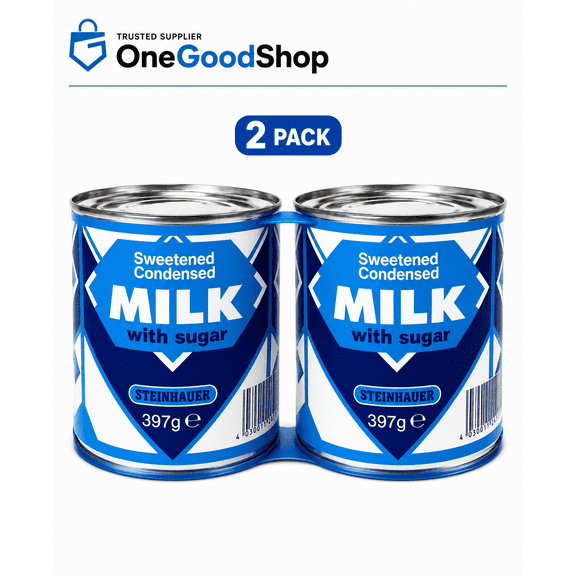 Steinhauer Sweetened Condensed Milk with Sugar, 397g (14 oz), Rich Creamy Milk for Baking, Desserts, Coffee, Tea, Frosting, Candy Making