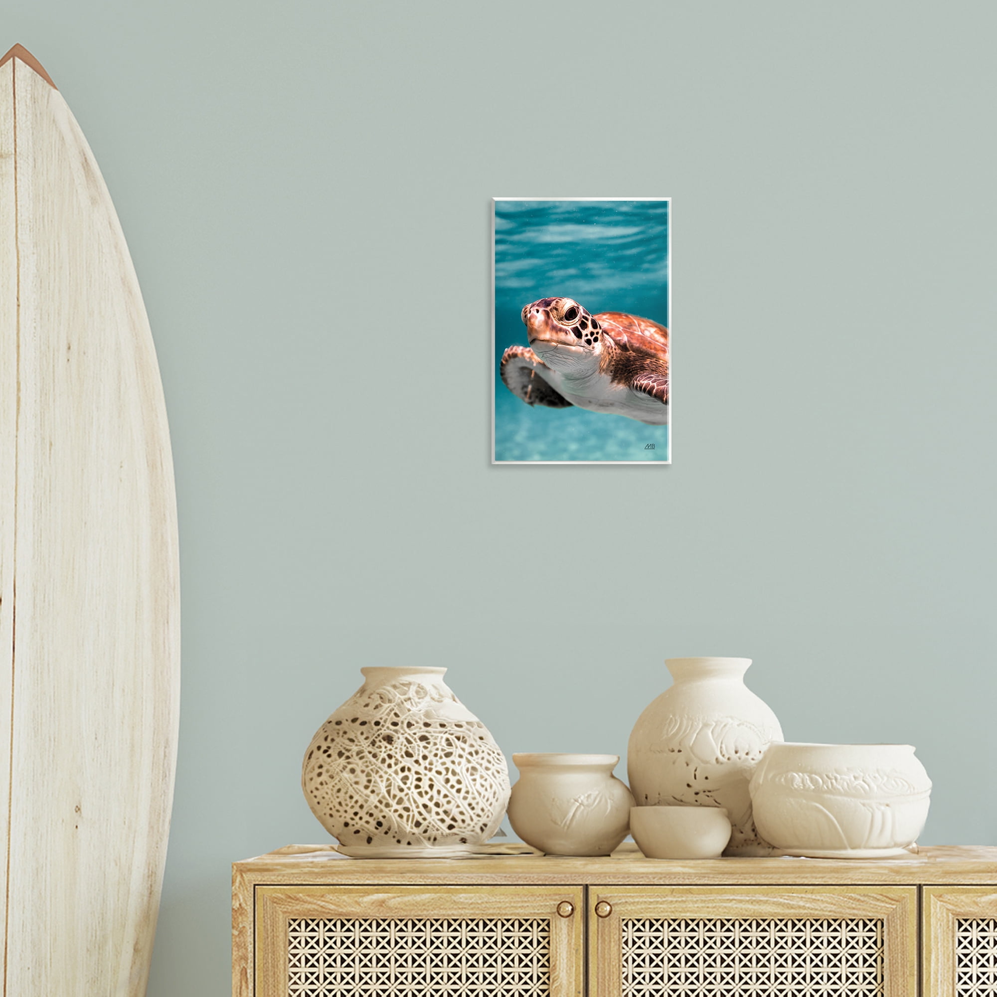 Stupell Industries Underwater Sea Turtle Swim Animals Photography Unframed Art Print Wall Art, 10 x 15