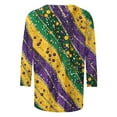 thumbnail image 4 of YOIAVAIOY Womens 3/4 Sleeve Tops Mardi Gras and Christmas Costumes Fashion Round Neck Holiday Printed Tees Purple L, 4 of 5