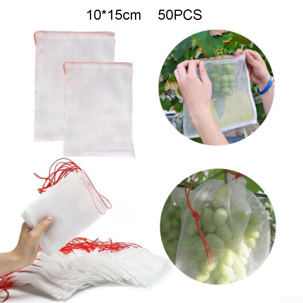 Cover For Kikhope 50 Pcs Fruit Protection Bags 10"x6" Netting With Drawstring 