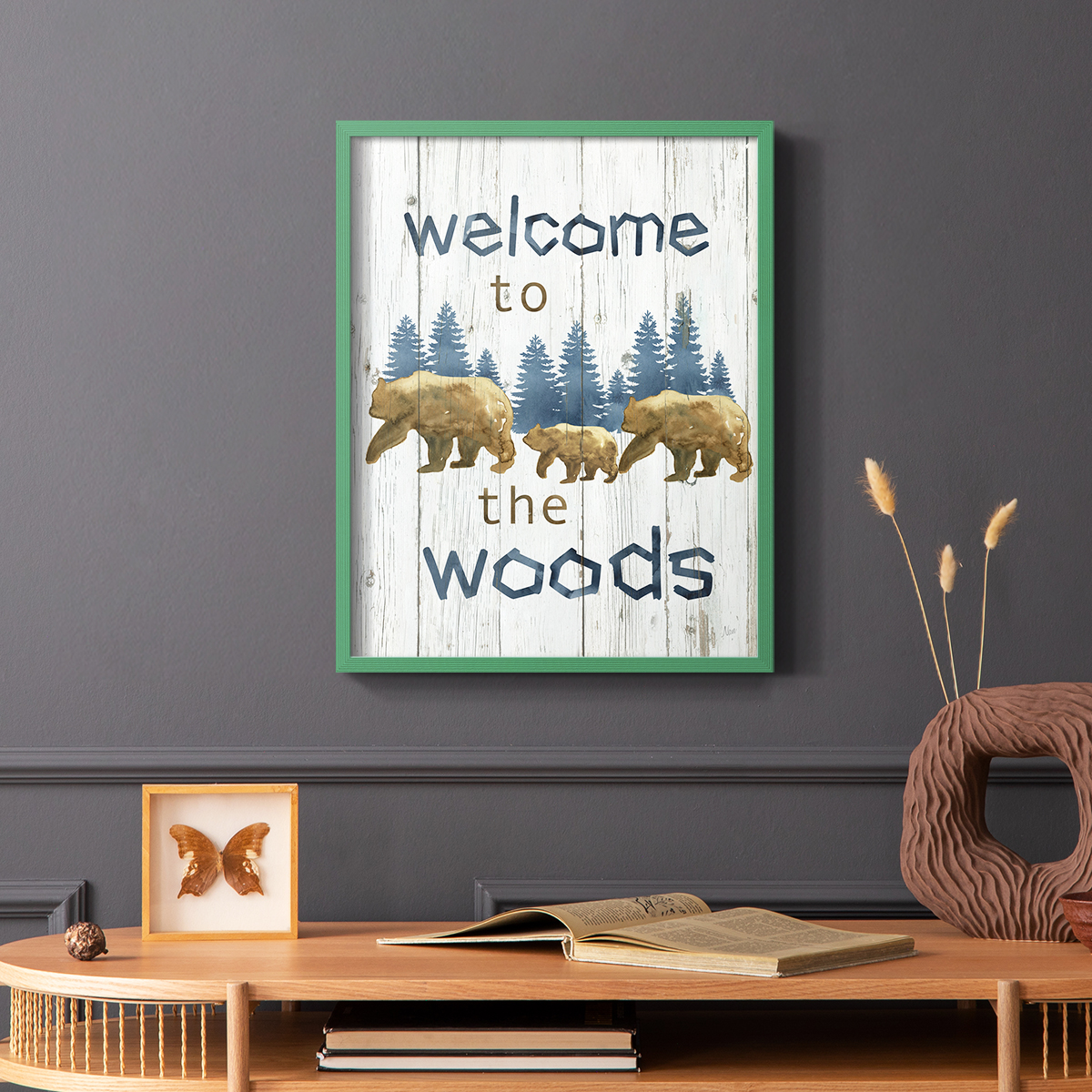 Welcome to the Woods Framed Print in Green Solid Wood 11 x 14 Framed Print