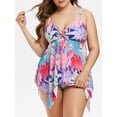 thumbnail image 1 of Plus tamaño de la palma Impresión Cinched Pañuelo Tankini Set Rosegal  Camisetas sin mangas de talla grande, 1 of 5