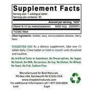 Best Naturals Vitamin B-12 as Methylcobalamin (Methyl B12) 6000 mcg 60 Sublingual Tablets
