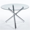 thumbnail image 6 of Mid-Century Modern 5-Piece Dining Set with Glass Top Table and 4 Chairs, Black and Silver Metal Legs for Kitchen, Dining Room, 6 of 8