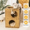 thumbnail image 3 of Topcobe Indoor Wicker Cat Condos with Rattan Ball & Cushion, Rattan Pet Bed for Kitty, Brown, 3 of 6
