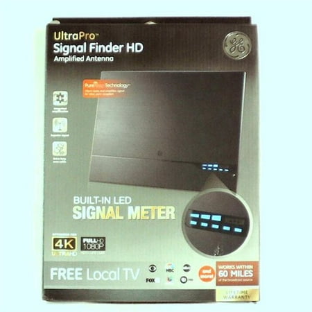 Built In Commercial Range - Refurbished GE 40529 UltraPro Signal Finder HD TV Antenna ? LED Signal Meter Technology - Built in Amplifier ? Indoor 60 Mile Range - VHF |