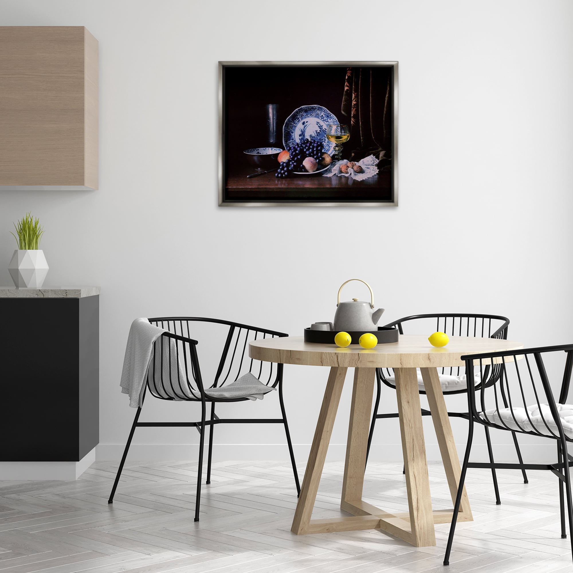 Stupell Industries Baroque Still Life Food & Beverage Photography Gray Floater Framed Canvas Art Print Wall Art, 31 x 25