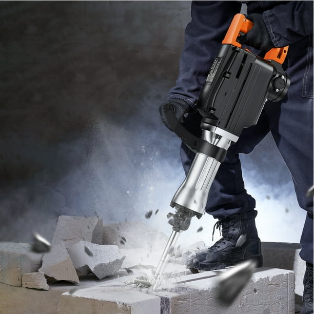 Martillo neumático de demolición VEVOR eléctrico 2200 W rompedor de concreto 1350 BPM 2 piezas de cinceles con estuche negro