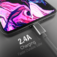 thumbnail image 2 of Chargers, Short Nylon Braided Fast Charging Cords, Data Sync Short Cable USB Powered Compatible with Apple iPhone, iPod Mobile Digital Device, Charging Station, Grey, 10-inch, Pack of 3, 2 of 6