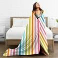 thumbnail image 5 of Super Soft Anti-Pilling Flannel Bed Blankets, Colorful Stripes Cozy Fluffy Warm All Seasons Throw Blanket for Sofa Bedding, 80"x60", 5 of 8