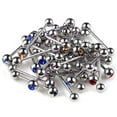 thumbnail image 4 of Jiaroswwei 10Pcs Unisex Punk Mixed Rhinestone Ball Barbell Tongue Bars Rings Body Piercing, 4 of 5