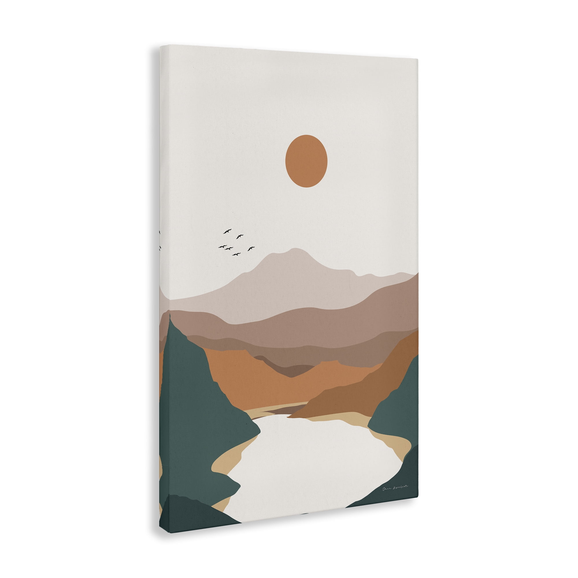 Stupell Industries Mountain Valley Lake Landscape & Nature Painting Wrapped Canvas Art Print Wall Art, 30 x 45