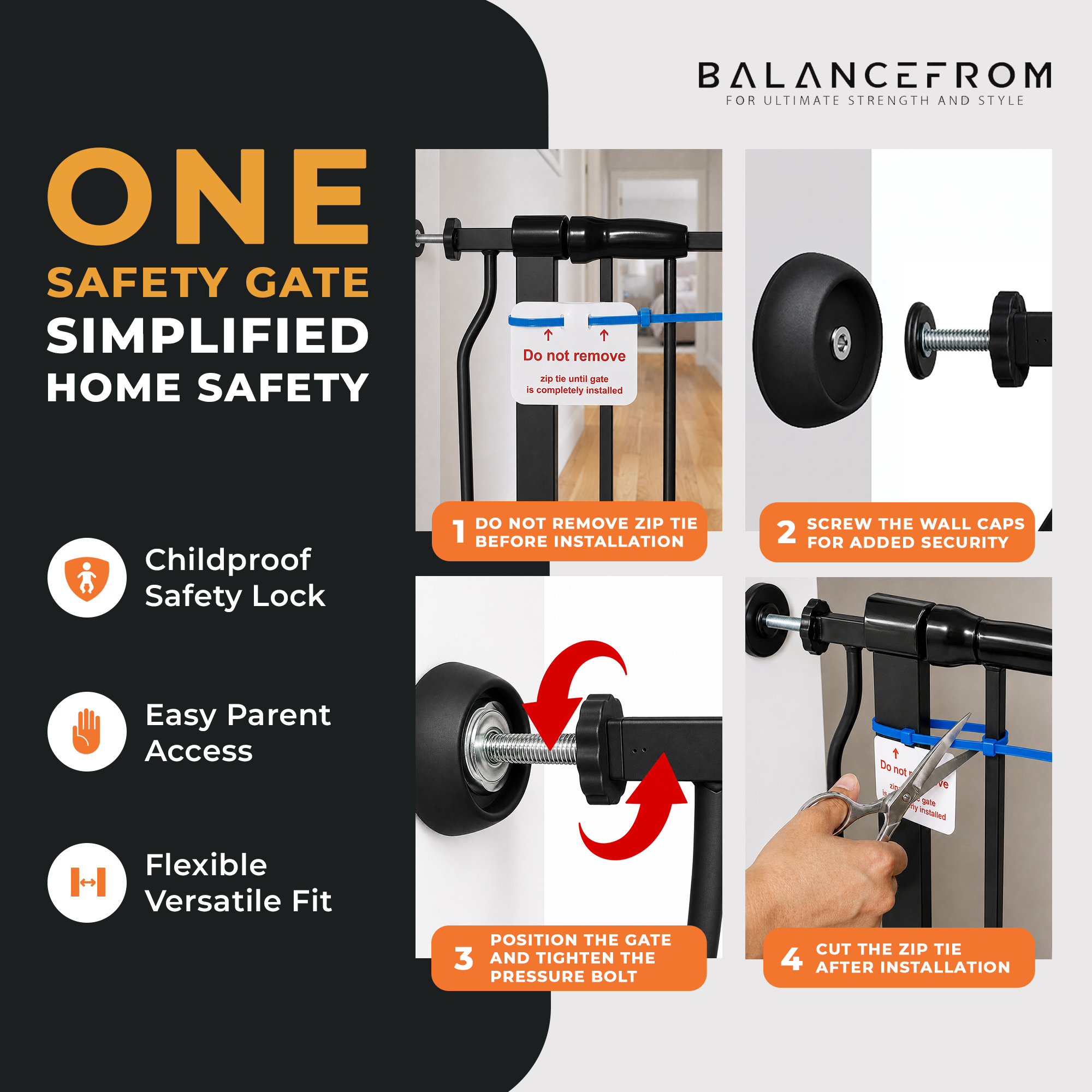 BalanceFrom Easy Walk-Thru Safety Gate, 36-Inch, Graphite photo 5