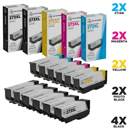 LD Remanufactured Replacements for Epson 273XL Set of 12 HY Cartridges: 4 Black, 2 Cyan, 2 Magenta, 2 Yellow & 2 Photo Black for Expression XP-520, XP-600, XP-610, XP-620, XP-800, XP-810 & (Epson Xp 610 Best Price)