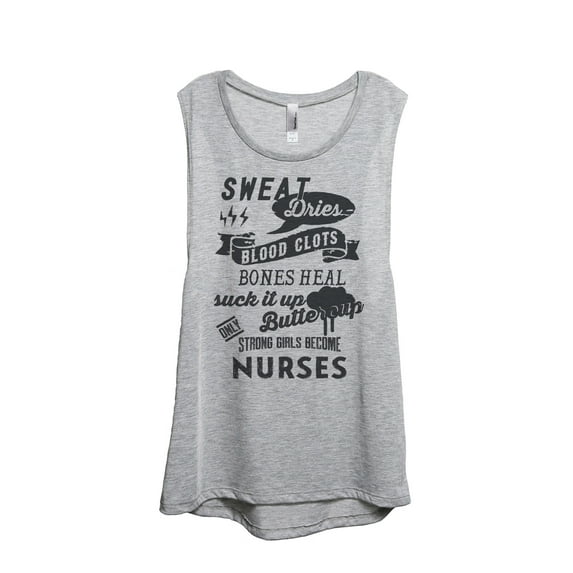 Thread Tank Strong Girls Nurses Women's Sleeveless Muscle Tank Top Sport Grey Small
