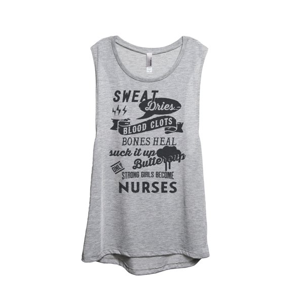 Thread Tank Strong Girls Nurses Women's Sleeveless Muscle Tank Top Sport Grey Small
