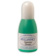 tsukineko 20cc brilliance pigment inker, re-ink brilliance inkpads and dew drops, gamma green