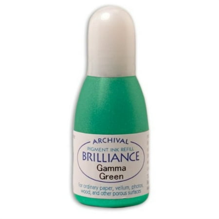tsukineko 20cc brilliance pigment inker, re-ink brilliance inkpads and dew drops, gamma green