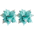 thumbnail image 1 of Advancent 2 piezas 25 cm brillo Poinsettia árbol de Navidad adornos de Navidad flores artificiales boda fiesta vacaciones Decoración del hogar rosa verde, 1 of 6
