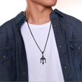 thumbnail image 2 of Trident Shaped Hanging Pendant Stainless Steel Necklace Creative Neck Chain Black (60cm Chain), 2 of 2