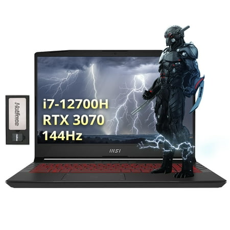 MSI Pulse GL66 15.6" FHD 144Hz Gaming Laptop, Intel i7-12700H, NVIDIA GeForce RTX 3070, 16GB RAM, 512GB PCIe SSD, RGB Backlit Keyboard, Win 11 Pro, Black, 128GB Docking Station Set