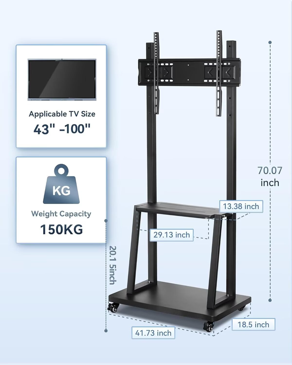 JYXOIHUB Deluxe Interactive Whiteboard Stand | Fits 40-86 Inch Boards, Dual-Wheel Locking System, Scratch-Resistant Finish