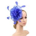 thumbnail image 2 of Yeetfub Fascinators Hat 1920s Accessories for Women Hat for Women Wedding Flower Cocktail Mesh Feathers Hair Clip Tea Party Headband ky Derby Hats Wedding Hats for Women,Blue, 2 of 4