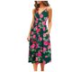 thumbnail image 1 of Moda para mujer Sexy cuello en V sin mangas ahueca hacia fuera impreso estampado Mid Claf vestidos Fridja  hjkh6404, 1 of 5
