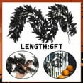 thumbnail image 3 of Black Halloween Garland 6 Feet Spooky Halloween Cedar Garland Mantel Fireplace Artificial Faux Trailing Realistic Gothic Hanging Vine Twigs for Thanksgiving Party Outdoor Indoor Home Decor, 3 of 7