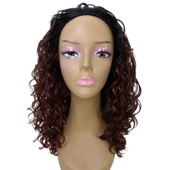 LUXLUXE Edwina Curly Layered 17 in Long Half Wig Mix Human Hair and Synthetic Fibers