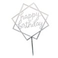 thumbnail image 1 of Square Happy Birthday Cake Topper Acrylic Insert TopperAcrylic Insert Cake Card DIY Glitter Cupcake Smash Candle Stick, 1 of 1
