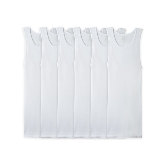 Camiseta Atlética Interior Fruit Of The Loom para Hombre Sin Mangas Blanca 6 Piezas Talla EG