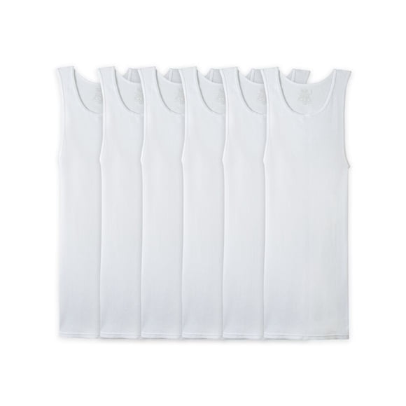 Camiseta Atlética Interior Fruit Of The Loom para Hombre Sin Mangas Blanca 6 Piezas Talla EG