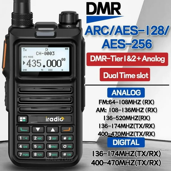 Iradio DM-UV4R Two Way radio DMR Digital Analog Walkie Talkie AES-256 Encryption SMS Dual Mode Dual Time Slot 1024 CH For RT-4D Ham Radio