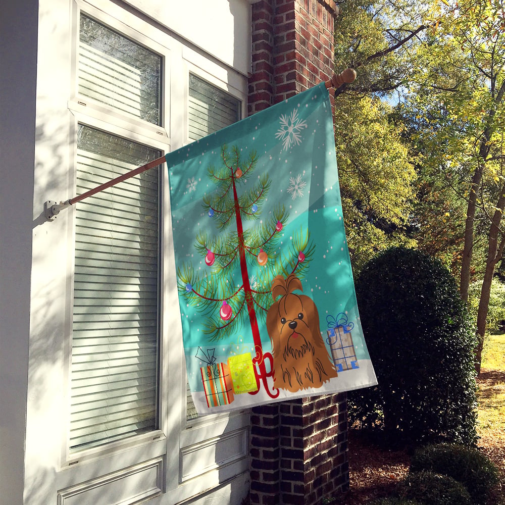thumbnail image 2 of Merry Christmas Tree Shih Tzu Silver Chocolate Flag Canvas House Size, 2 of 4