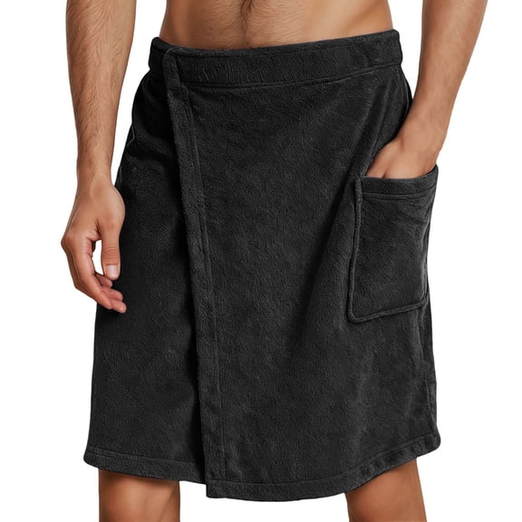 Daznico Winter Coats for Men,Solid Color Wearable Bath Towel Robe with Pockets Closure Bath Towel,Size:XL